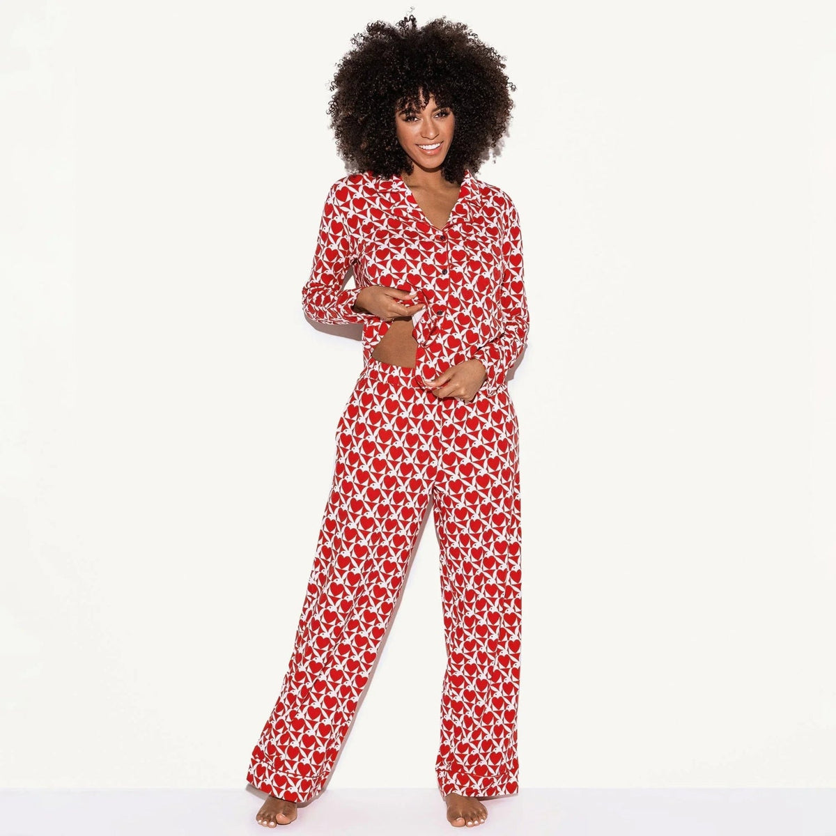 The Playboy Red Slumber Party Pajama Set - Heart bunny red
