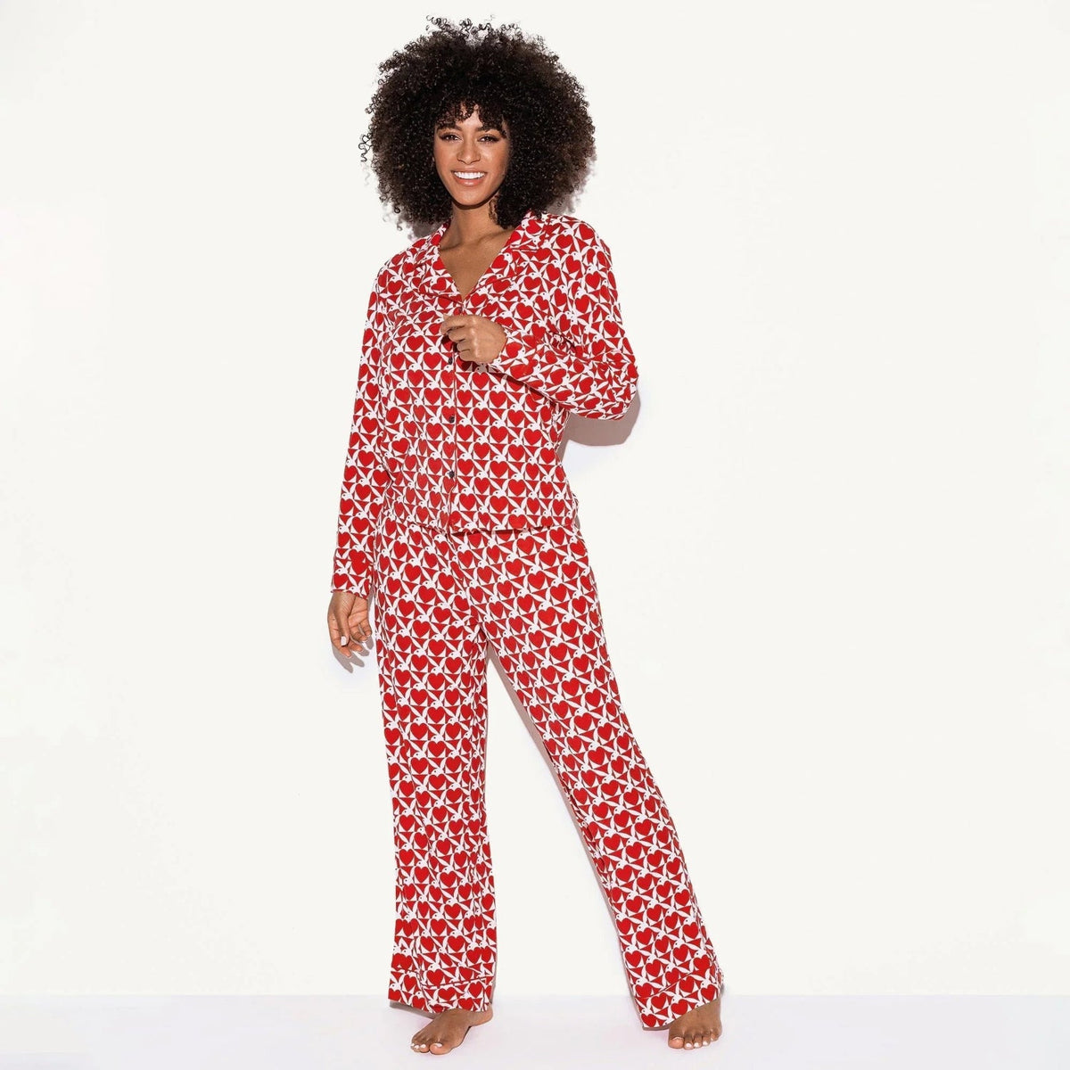 The Playboy Red Slumber Party Pajama Set - Heart bunny red