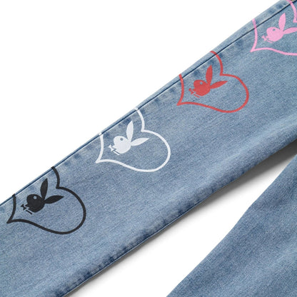 Playboy Women's Baggy Bunny Heart Denim Pants Amore