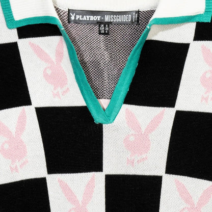 Playboy Women's Checkerboard Top - White