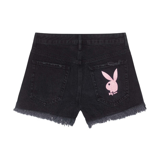 Playboy Women's High Rise Festival Denim Shorts - Bunny love