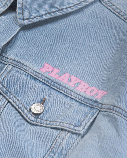 Playboy Women's Pink Bunny Denim Jacket