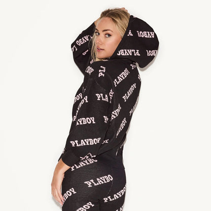 Playboy Women's Playboy Masthead Intarsia Knit Leggings - Black