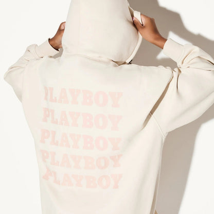 Playboy Women's Repeat Print Hoodie Dress - Sand